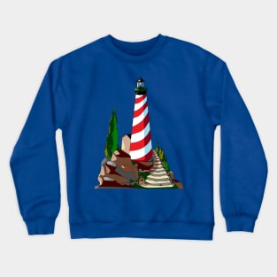 Nautical Red and White Lighthouse Crewneck Sweatshirt